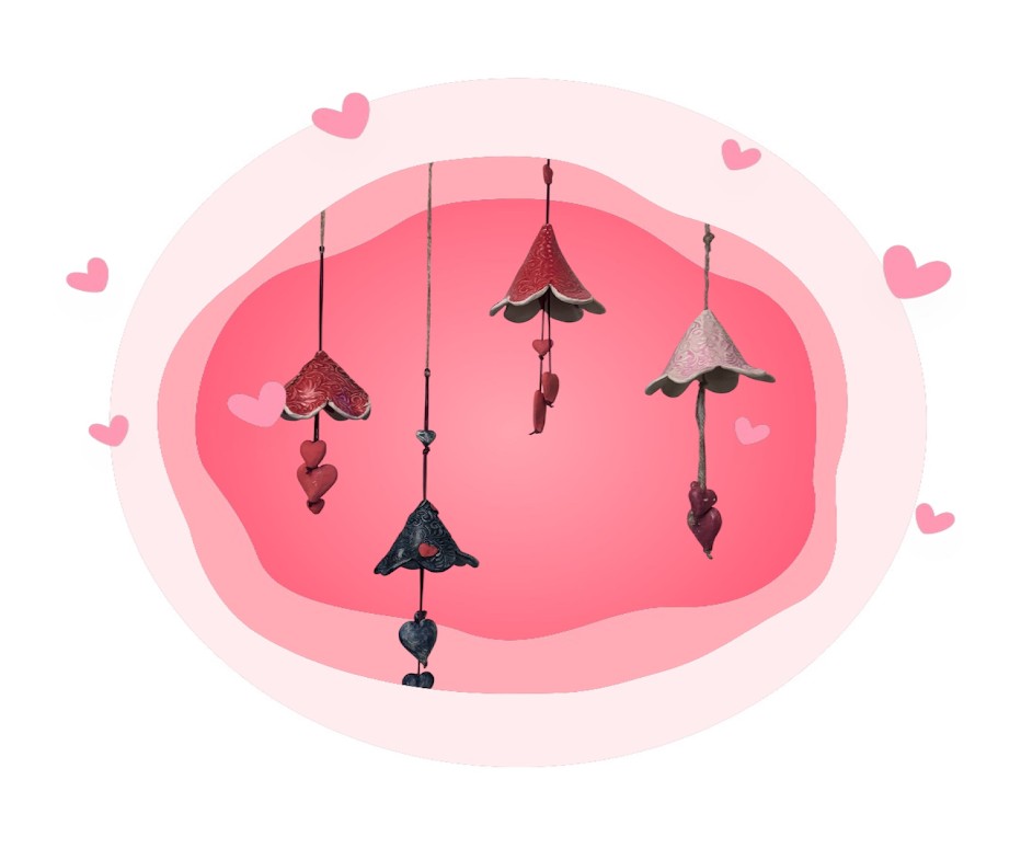 Workshop: Valentine Heart Bells  on Sunday Feb. 1st from 10:30am to 1:30 pm